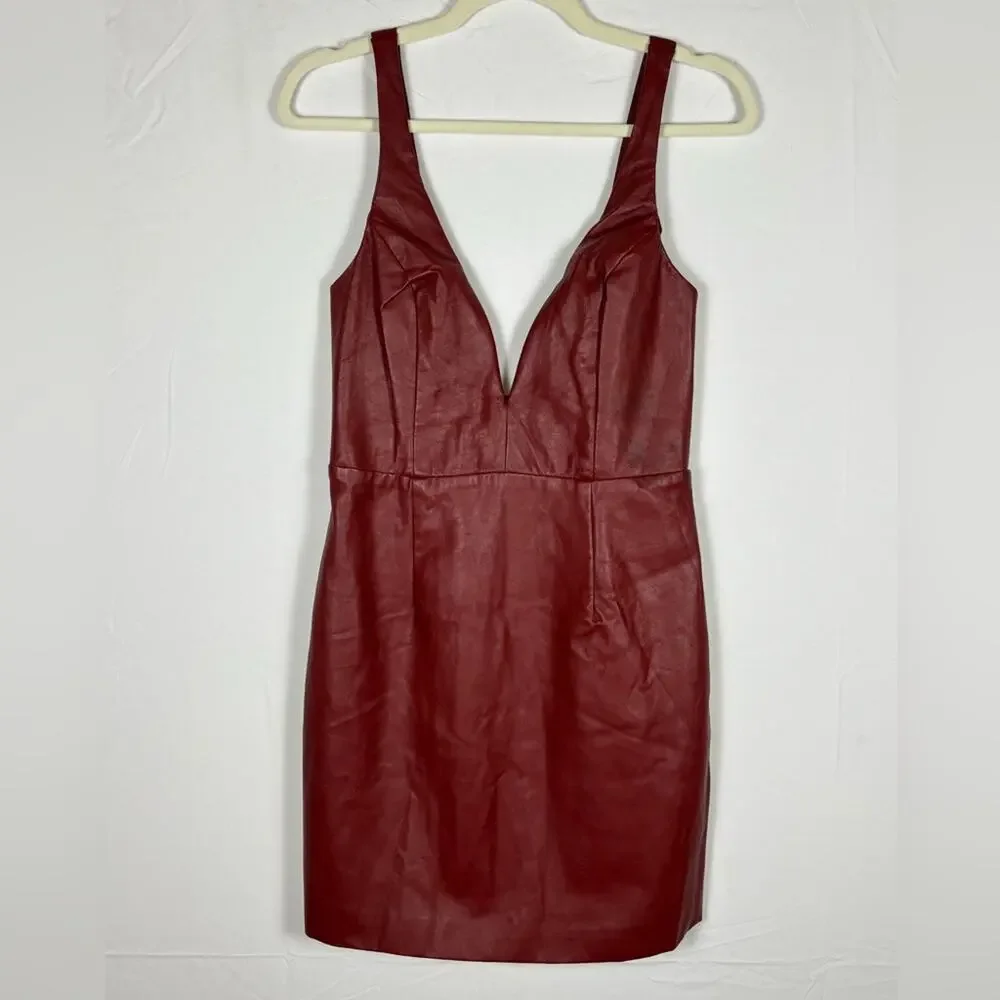 Lulus Perfect Pick Brick Red Vegan Leather Bodycon Mini Dress- M - Picture 5 of 12